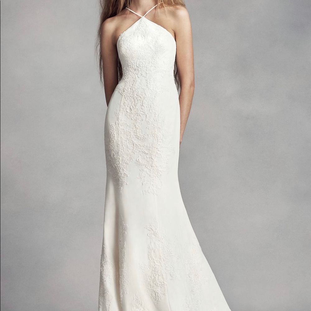 White By Vera Wang Halter Wedding Dress. Ivory..
